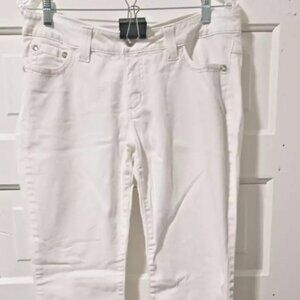 Womans Lee Platinum Sz 12 Short Jewel Silver Trim White Jeans